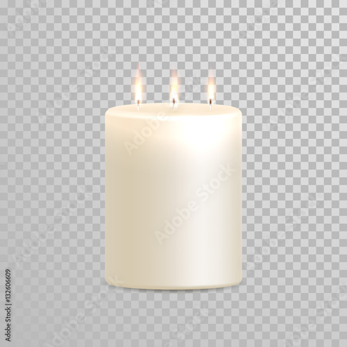 Burning candles three wicks vector isolated set