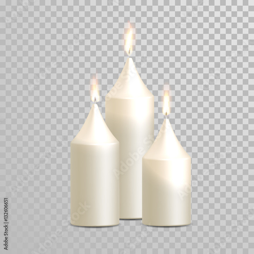 Decorative candle white vector isolated set
