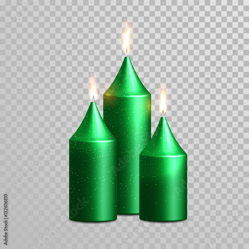 Celebration candle set of green vector candles