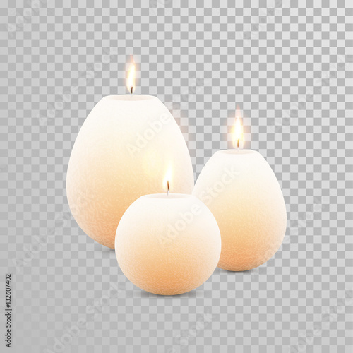Decorative candle white pearl color vector