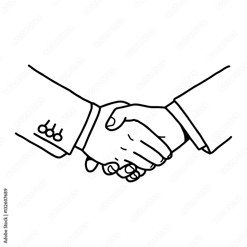 illustration vector doodle hand drawn of handshake between businessman illustration vector doodle hand drawn of handshake between businessman