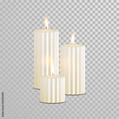 Decorative candle white vector isolated set