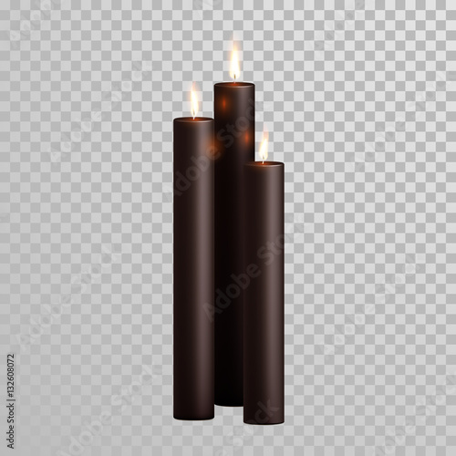 Spa decorative black brown aroma candle vector isolated set