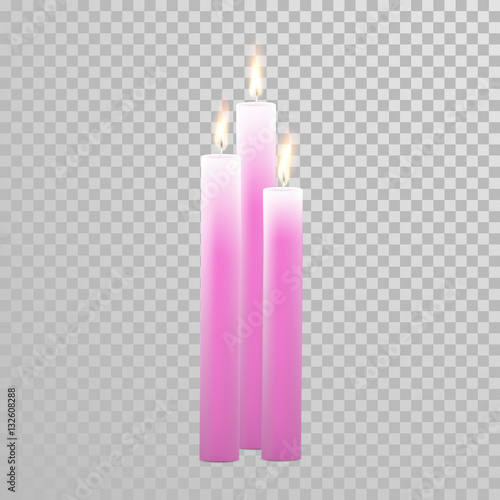 Romantic red candle flame burning candles vector set