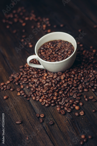 coffee beans, white mug, drink