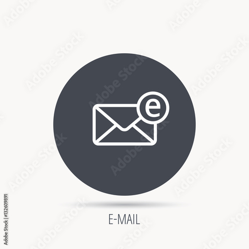 Envelope mail icon. Email message sign. Internet letter symbol. Round web button with flat icon. Vector © tanyastock