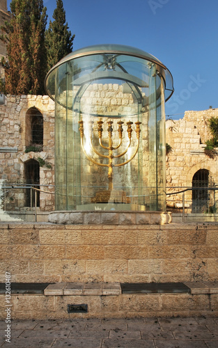 Golden Menorah in Jerusalem. Israel photo