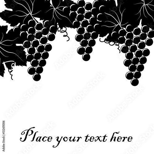 Background with bunch of grapes and place for your text