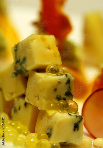 Diced cheese with blue mold photo