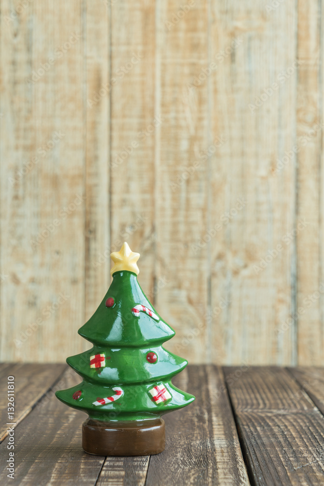 Christmas decorations on the wooden background
