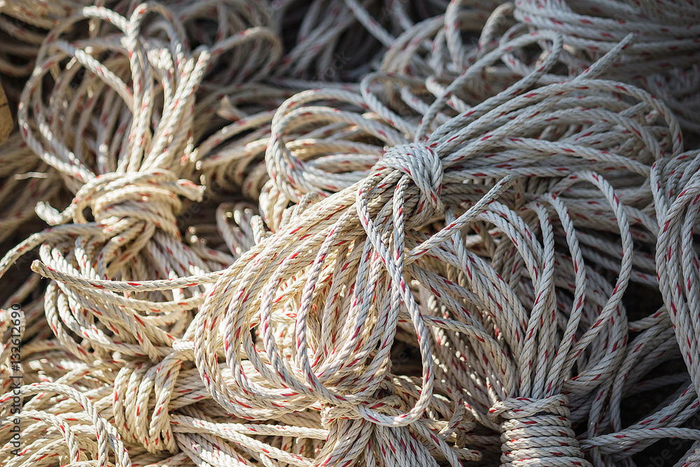 Old rope closeup, Twisted thick rope