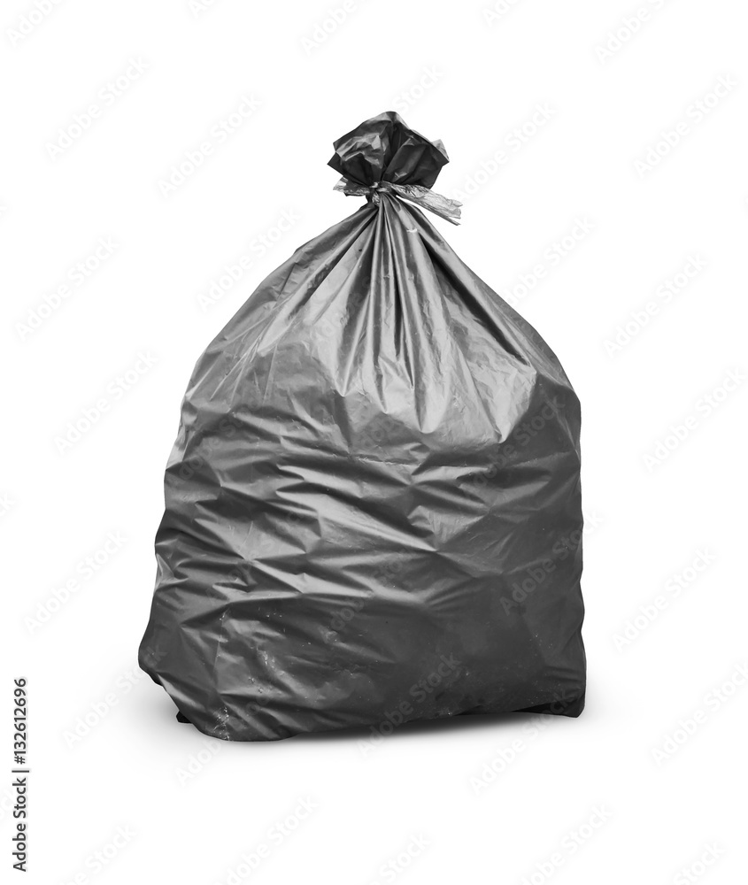 Black trash bag on white background Stock Photo Adobe Stock