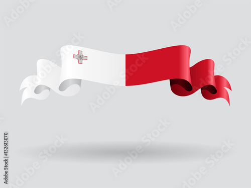 Maltese wavy flag. Vector illustration.