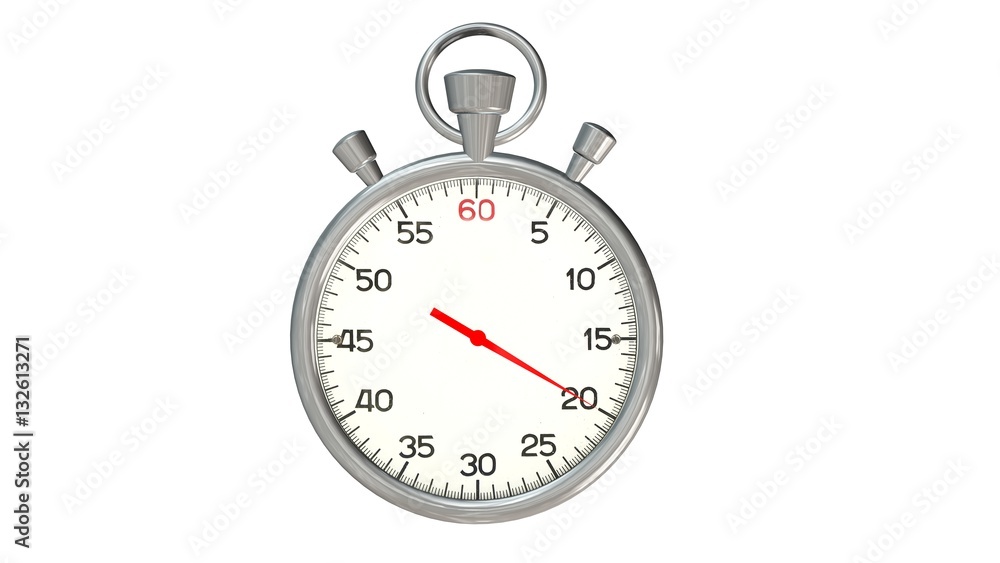 Classic stopwatch with red pointer on 20 second - isolated on white background Classic stopwatch with red pointer on 20 second - isolated on white background