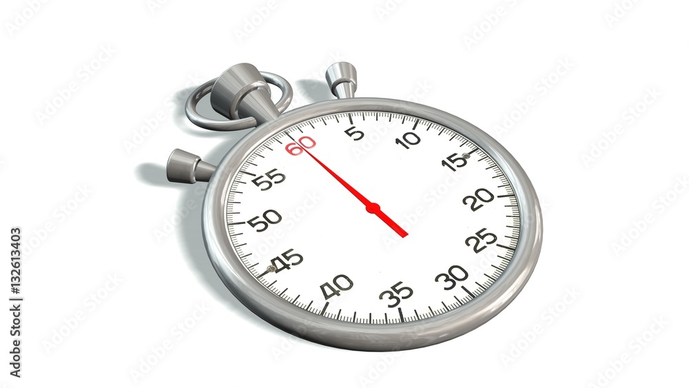 Classic stopwatch with red pointer on 60 second - isolated on white background Classic stopwatch with red pointer on 60 second - isolated on white background