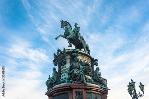 Monument to Emperor Nicholas I on St. Isaac's square in Saint Pe