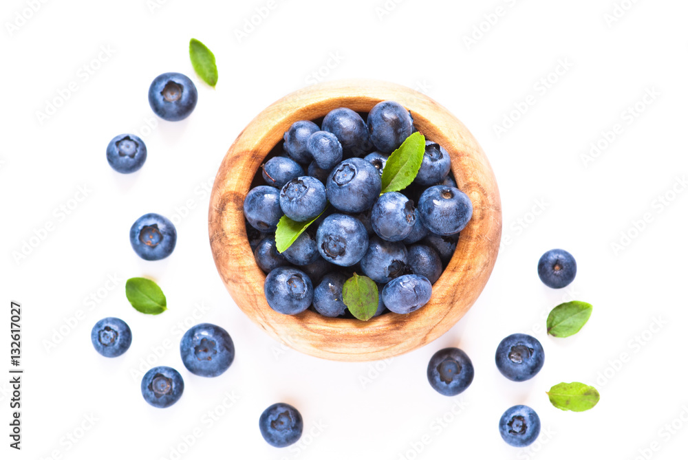 Fresh blueberriaes in wooden bowl. Fresh blueberriaes in wooden bowl.