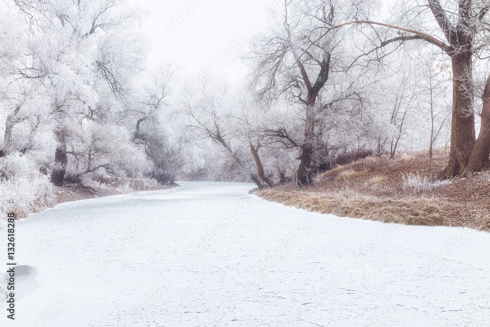 Frozen up river on a cold December day Frozen up river on a cold December day