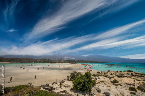 Elafonissi Lagoon, Crete Island, Greece. Elafonisi beach is one of the best beaches of Europe. There are pink and black sand.