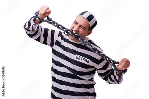 Man prisoner isolated on white background
