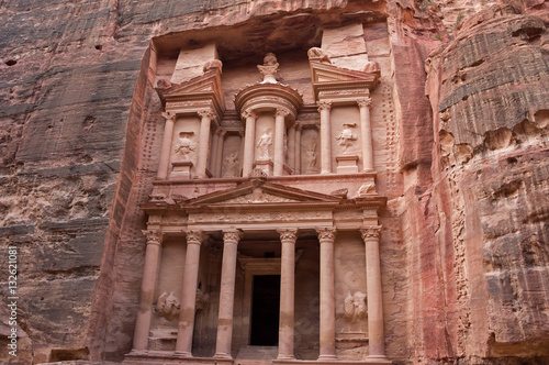 Ancient nabataean temple Al Khazneh (Treasury) located at Rose city - Petra, Jordan. View from Siq canyon. © Viacheslav