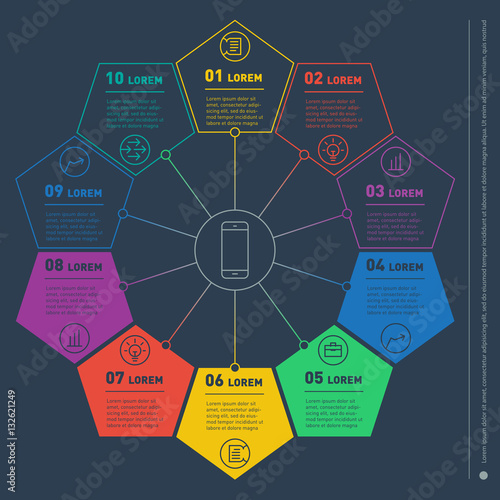 Web Template of a circle chart, diagram or presentation made fro