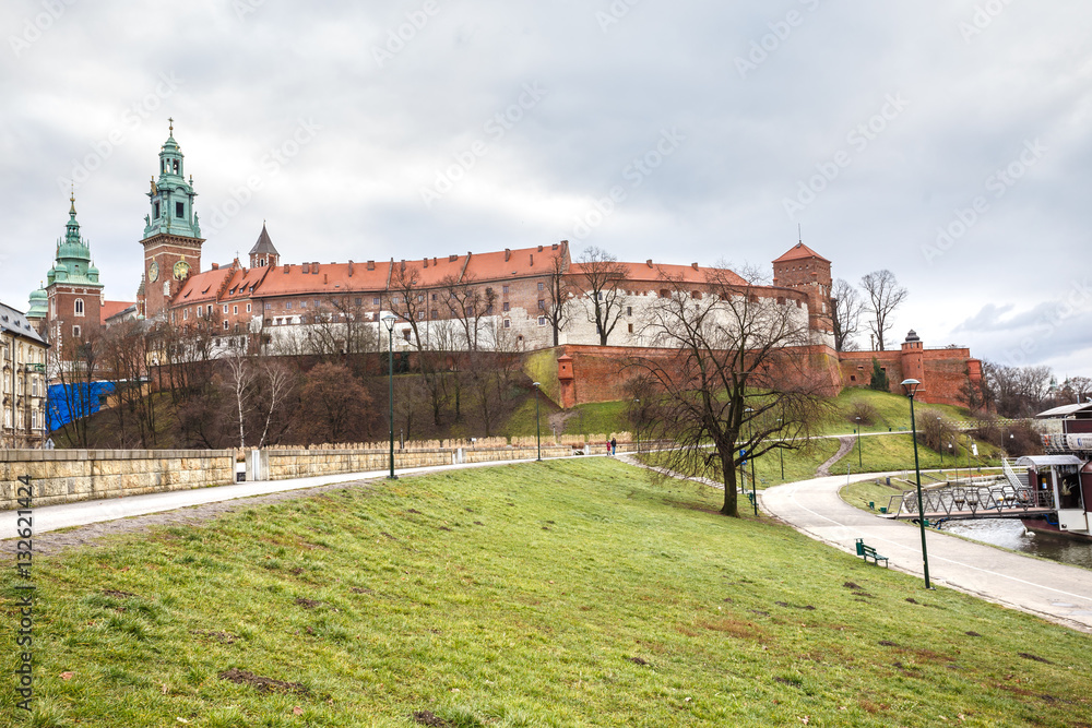 Fantastic night Krakow. The Royal Wawel Castle in Poland Fantastic night Krakow. The Royal Wawel Castle in Poland