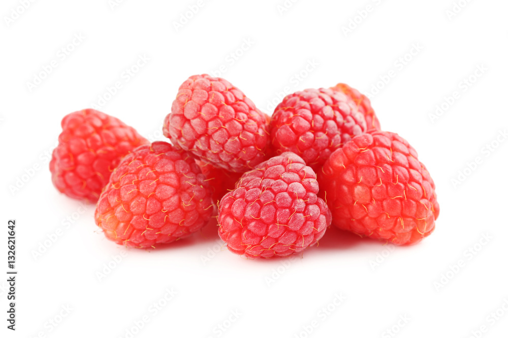 Red raspberries isolated on a white Red raspberries isolated on a white