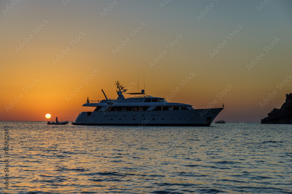 Sunset at Pollara (Salina) looking towards ships and Filicudi an