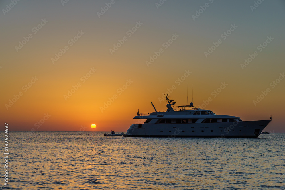 Sunset at Pollara (Salina) looking towards ships and Filicudi an