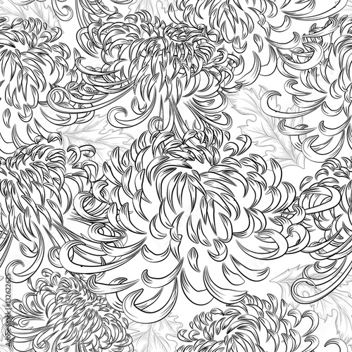 seamless pattern Japanese chrysanthemum