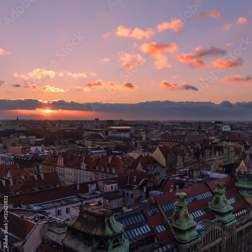 View on the Wroclaw during sunset. Poland, Europe. © velishchuk