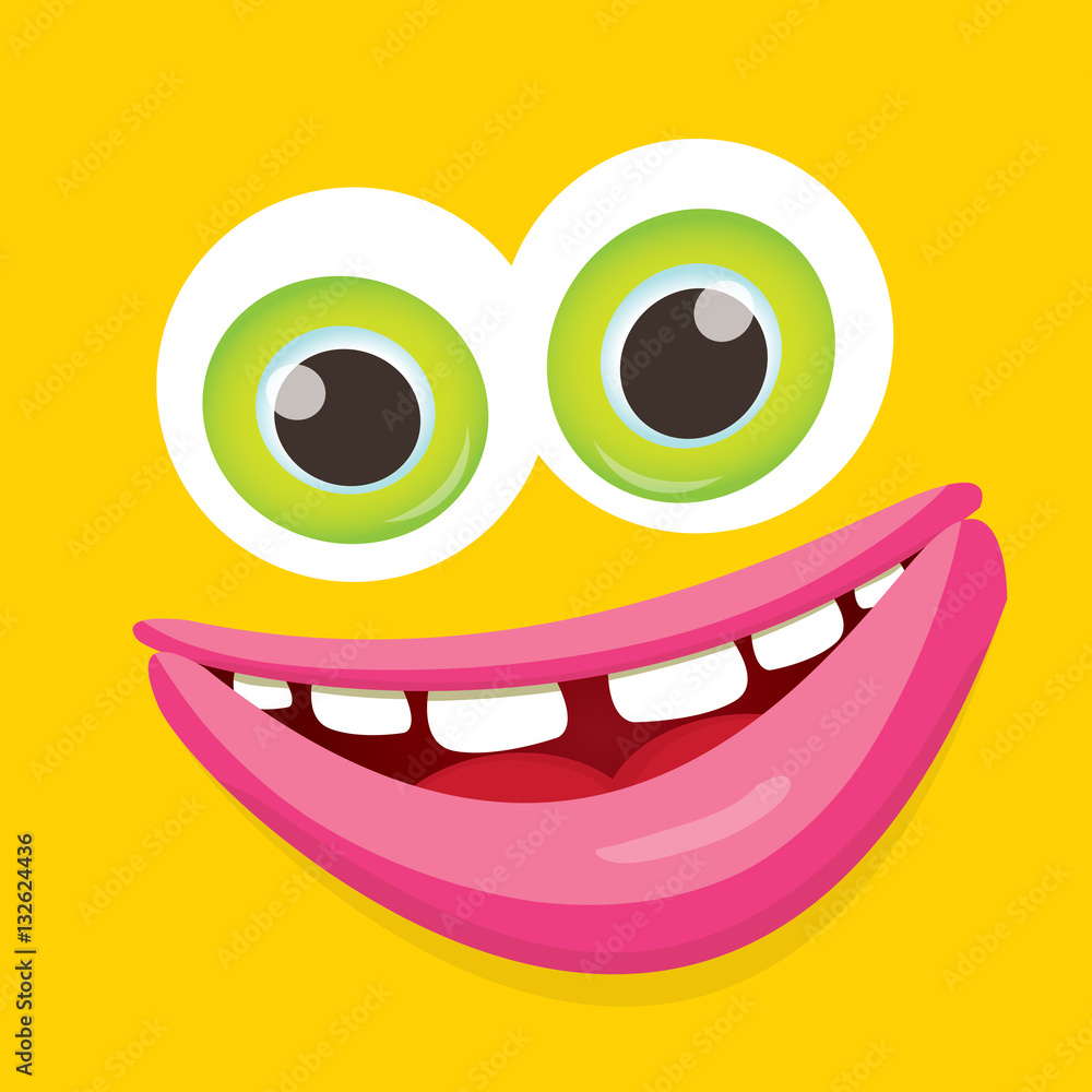 Fototapeta premium vector orange funny monster face.
