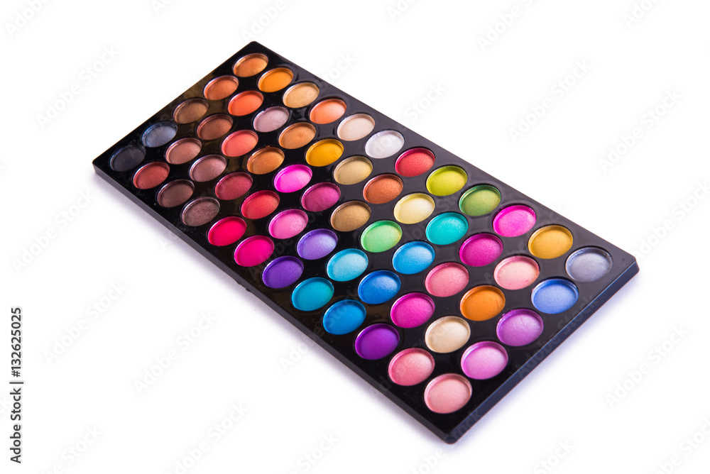 Set of colourful shadow for make-up isolated on white Set of colourful shadow for make-up isolated on white