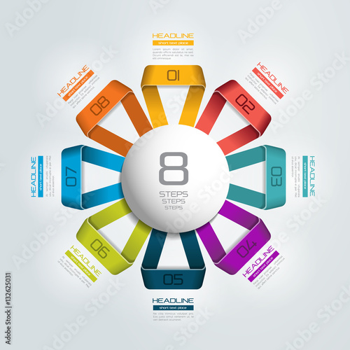 8 steps connected infographic. Vector illustration.