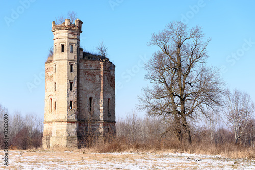 Old medieval castle in winter