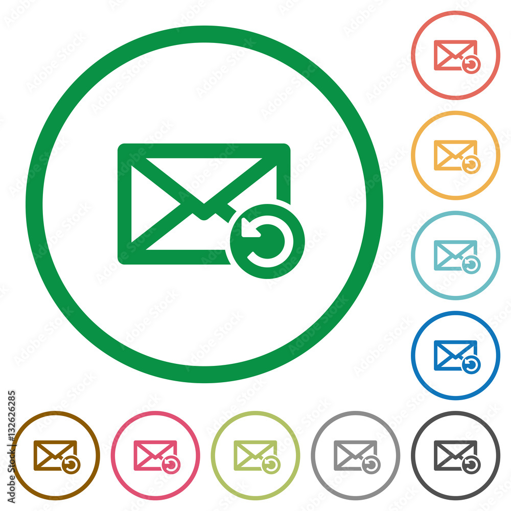 Undelete mail flat icons with outlines