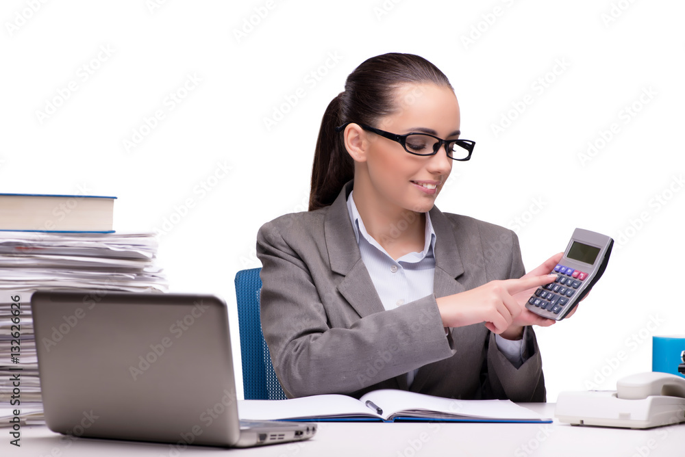 Young businesswoman in office isolated on white Young businesswoman in office isolated on white