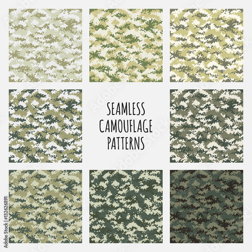 Modern vector fashion trendy camo pattern set photo