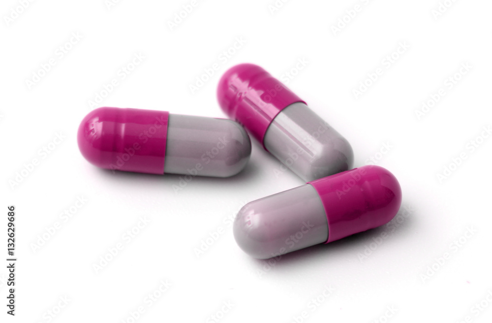 Three Pills Isolated on a White Background Three Pills Isolated on a White Background