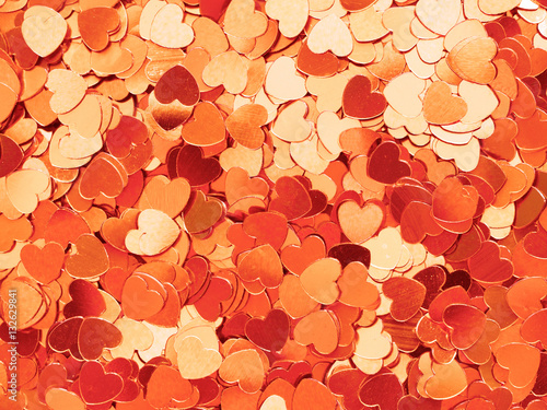 Red hearts, Valentine's Day background, love holiday confetti