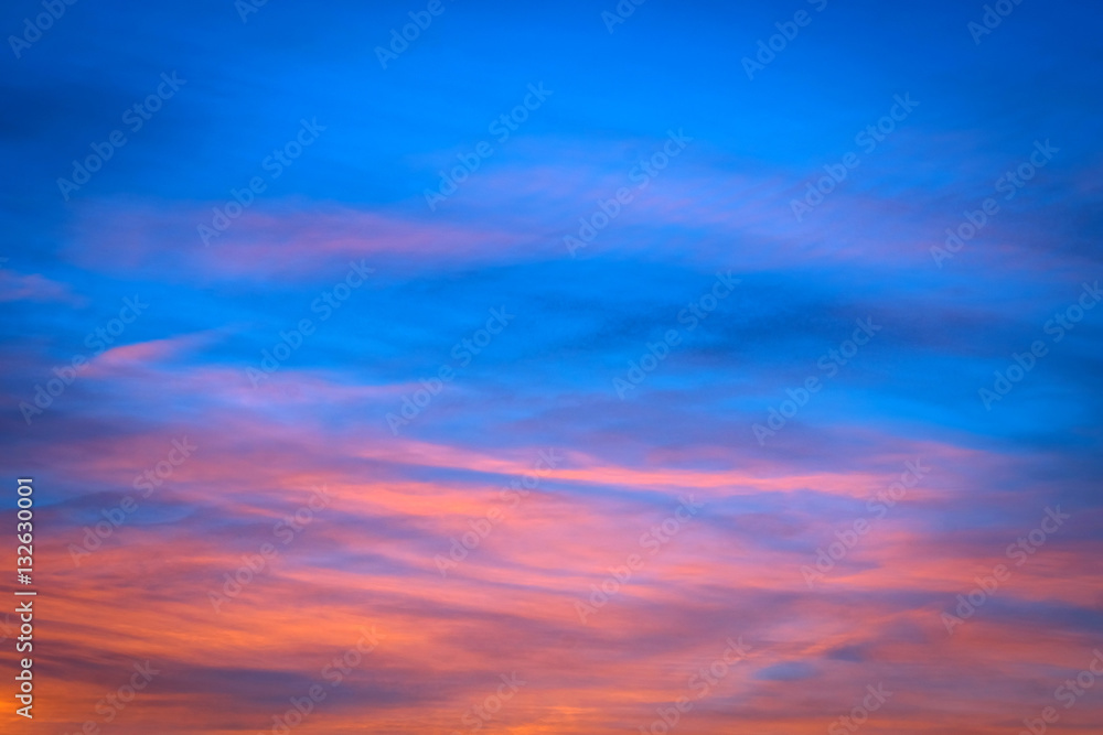 Beautiful sunset, clouds in many colors
