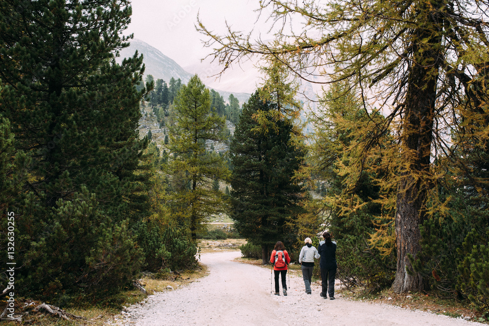 Obraz premium Wanderer in den Bergen, Dolomiten, Südtirol, Italien