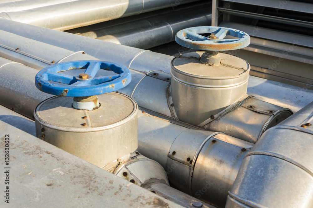 alluminium pipes with valves of a big industry alluminium pipes with valves of a big industry