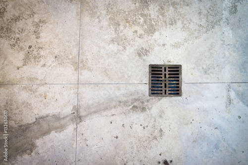 Square shape man hole cover urban background