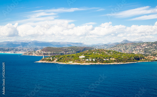 Fototapeta Naklejka Na Ścianę i Meble -  Cote d'Azur France. Beautiful panoramic aerial view city of Nice, France. Luxury resort of French riviera