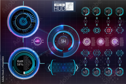Futuristic user interface.HUD background outer space.  Infographic elements. Digital data, business abstract background.  Infographic elements.