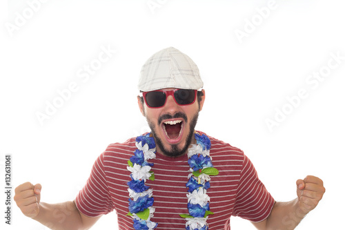 Young man ready for the revelry.