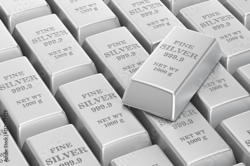 silver bars background, 3D rendering