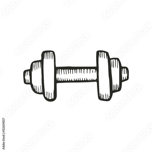 dumbbell drawing. vector illustration
